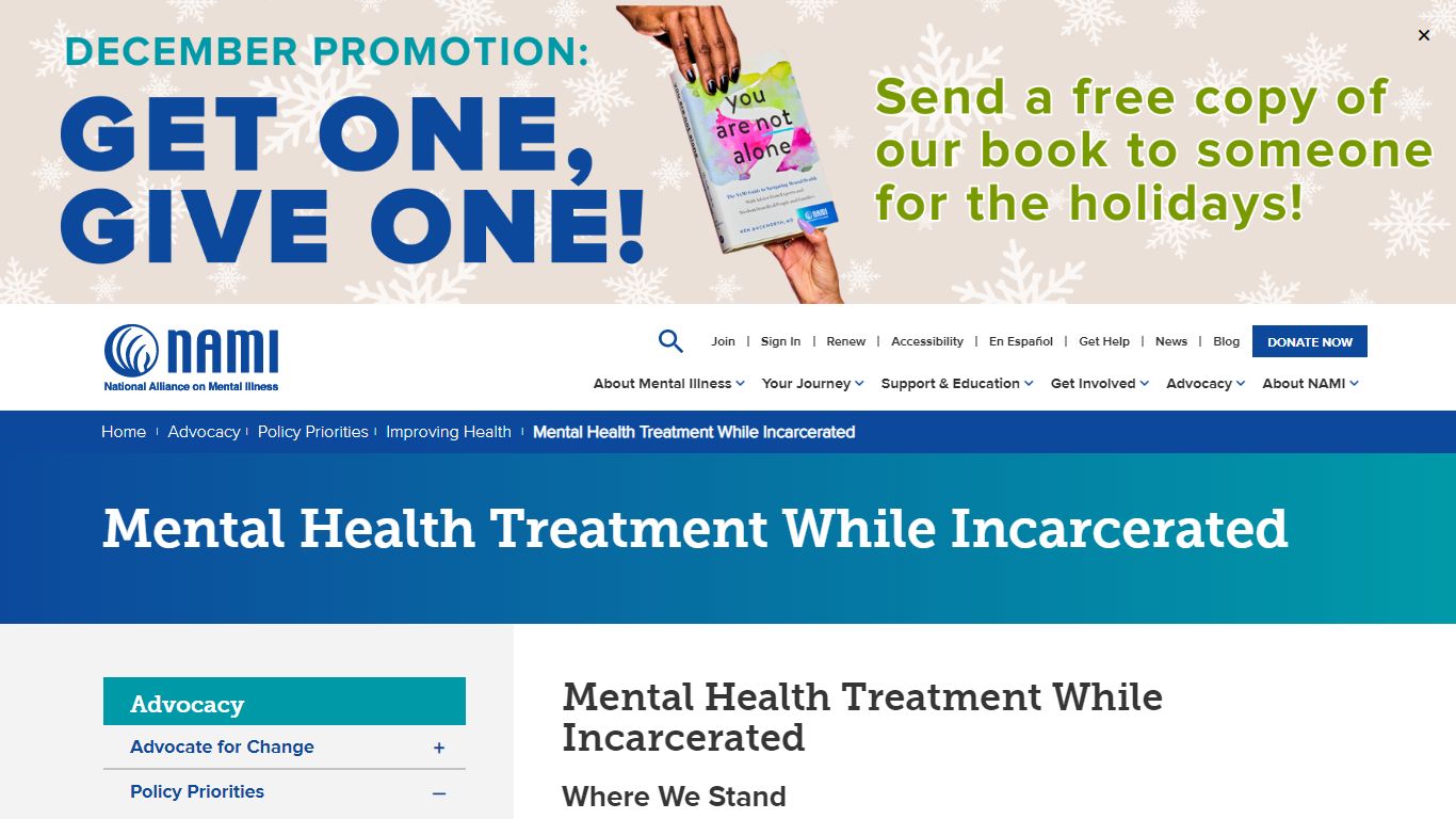 Mental Health Treatment While Incarcerated - NAMI